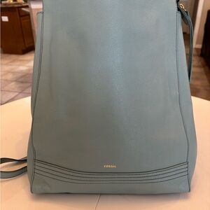 Fossil Elina Dusty Blue Convertible Leather Backpack